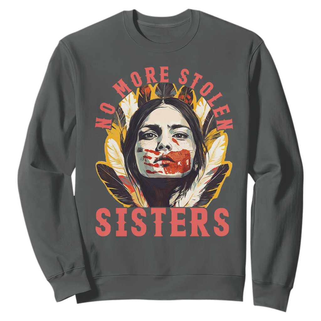 Native American Awareness Gift Sweatshirt No More Stolen Sisters MMIW Support TS12 Dark Heather Print Your Wear