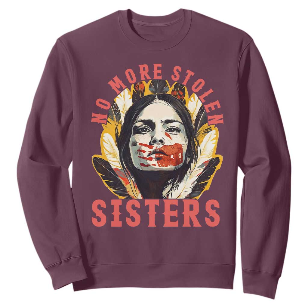 Native American Awareness Gift Sweatshirt No More Stolen Sisters MMIW Support TS12 Maroon Print Your Wear