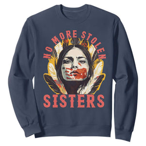 Native American Awareness Gift Sweatshirt No More Stolen Sisters MMIW Support TS12 Navy Print Your Wear
