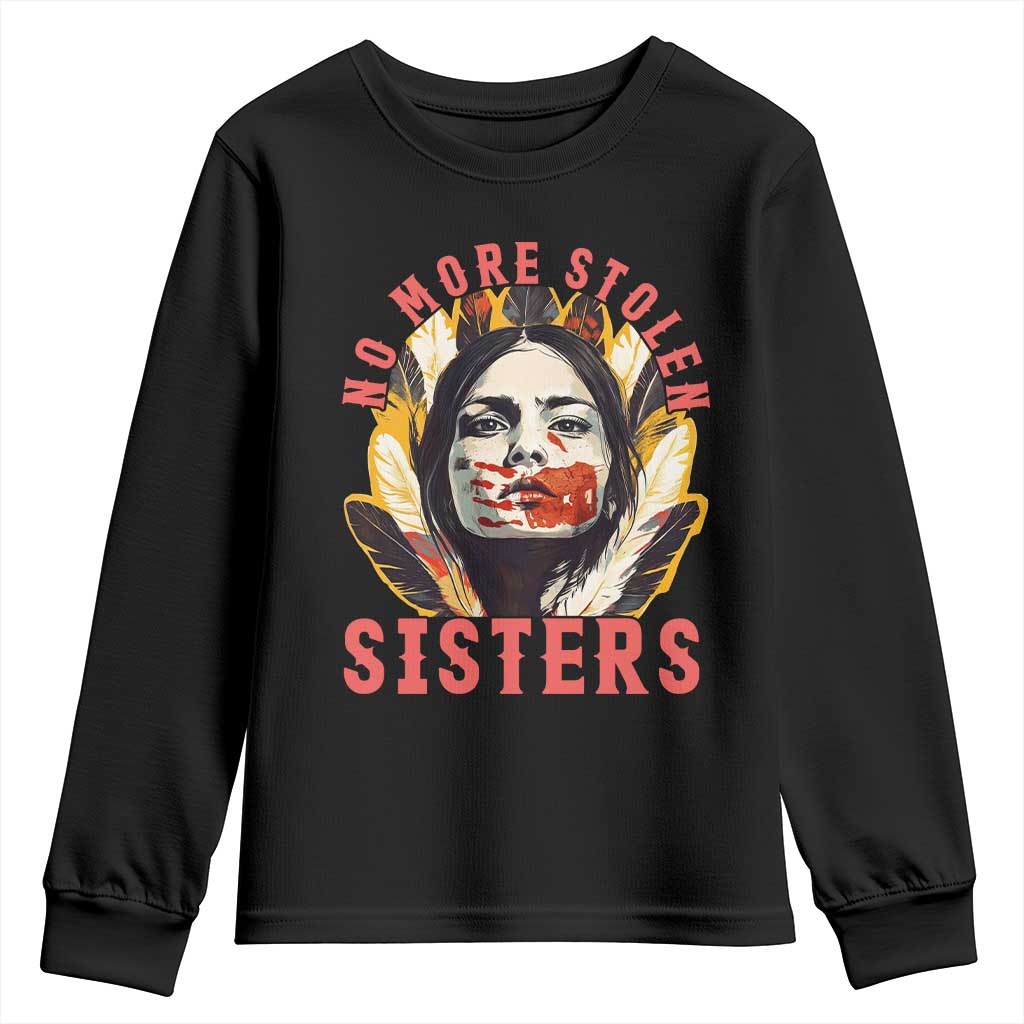 Native American Awareness Gift Youth Sweatshirt No More Stolen Sisters MMIW Support TS12 Black Print Your Wear