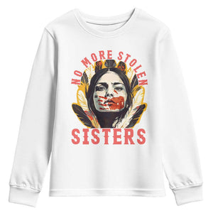 Native American Awareness Gift Youth Sweatshirt No More Stolen Sisters MMIW Support TS12 White Print Your Wear