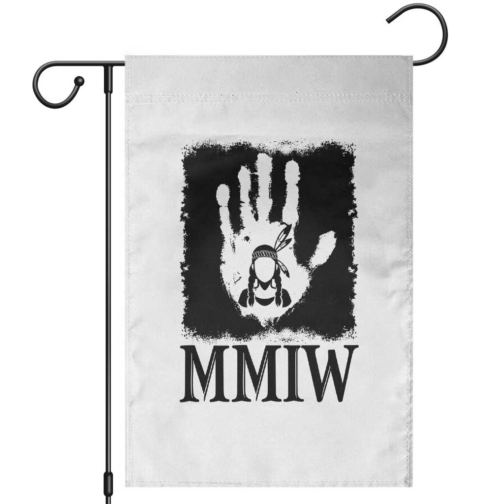 Stop MMIW Garden Flag Voices For Stolen Sisters Red Handprint Graphic TS12 White Print Your Wear