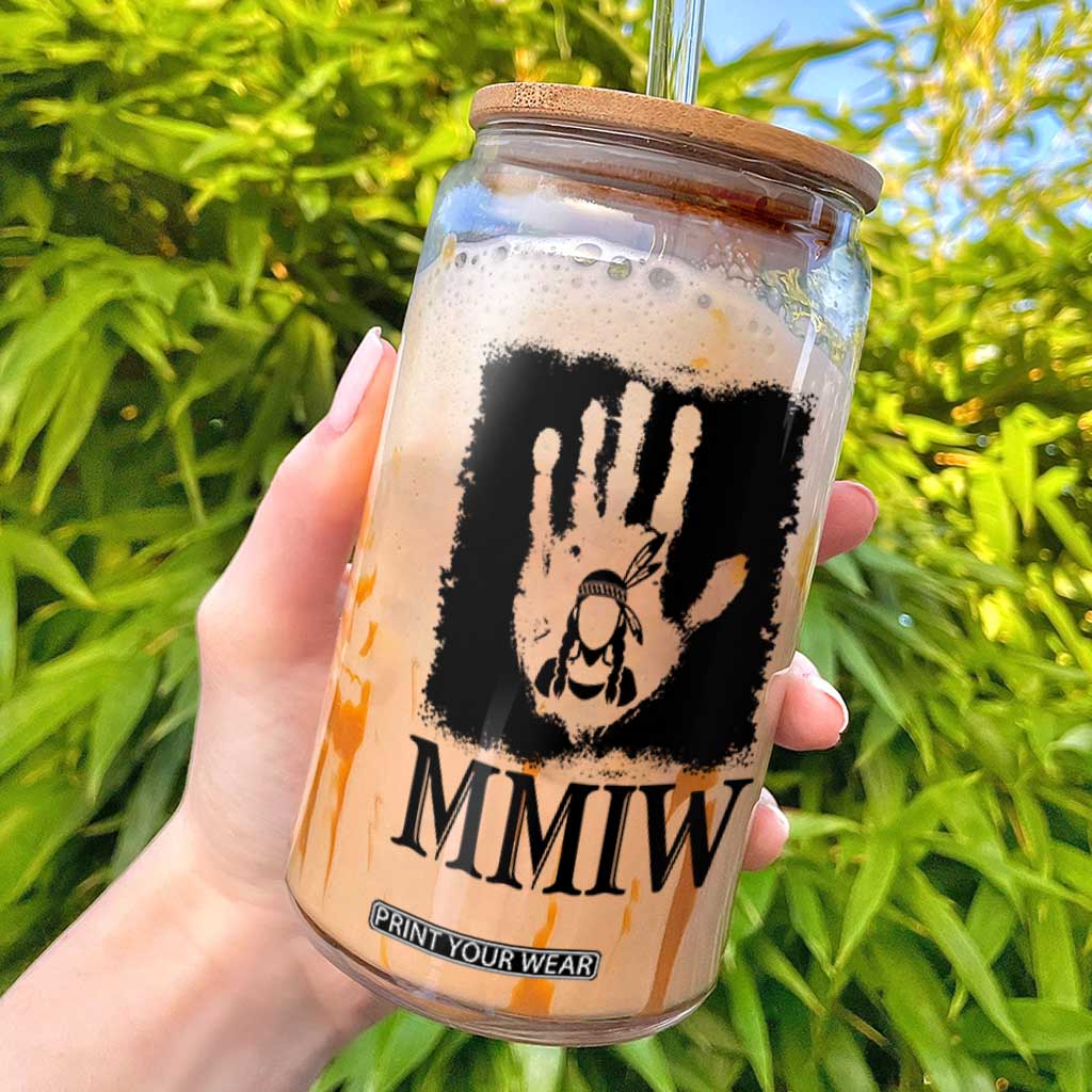 Stop MMIW Glass Can Voices For Stolen Sisters Red Handprint Graphic TS12 White Print Your Wear