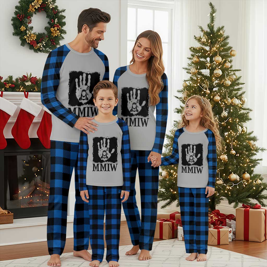 Stop MMIW Plaid Pajama Set Voices For Stolen Sisters Red Handprint Graphic TS12 Blue Plaid Print Your Wear