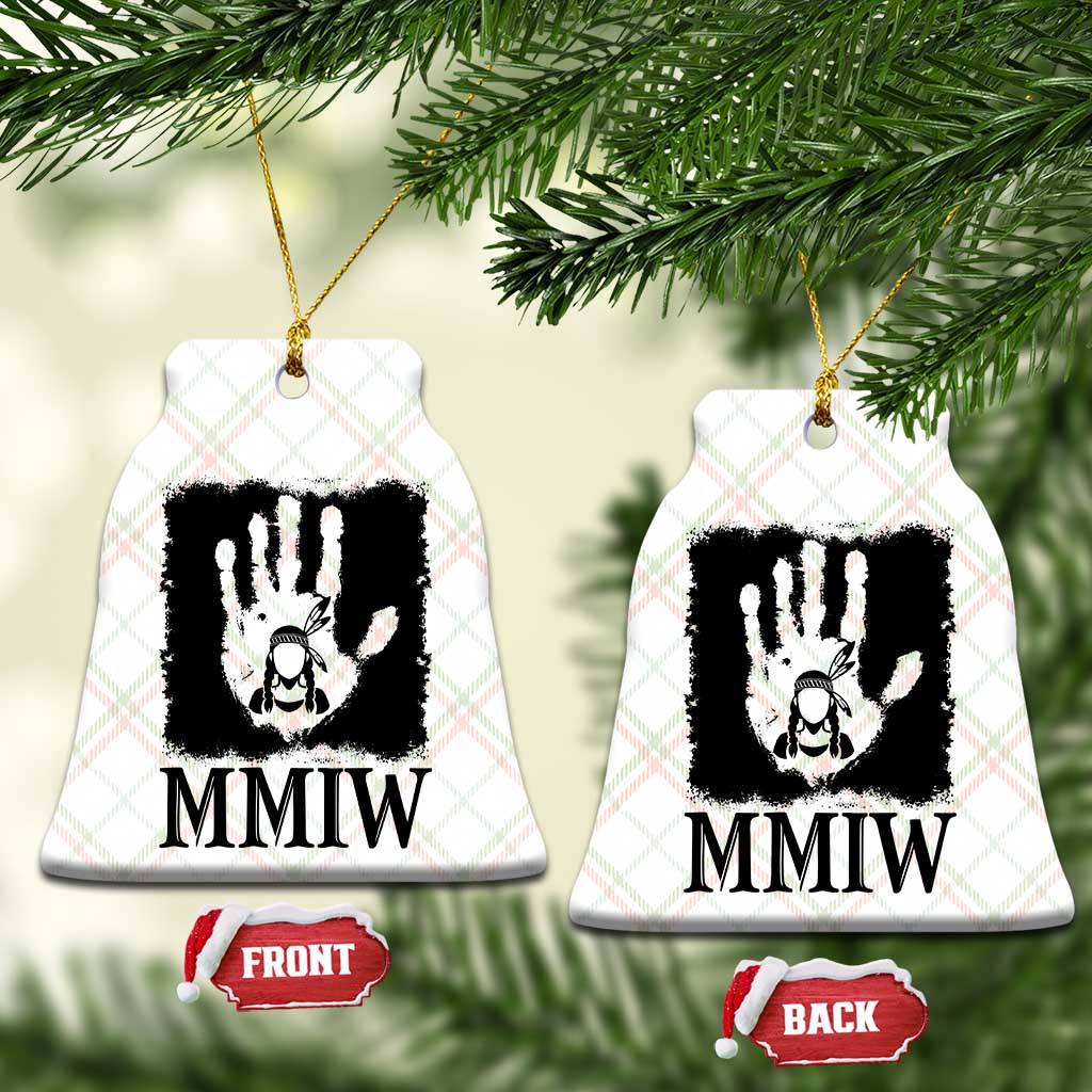 Stop MMIW Ceramic Ornament Voices For Stolen Sisters Red Handprint Graphic TS12 Print Your Wear