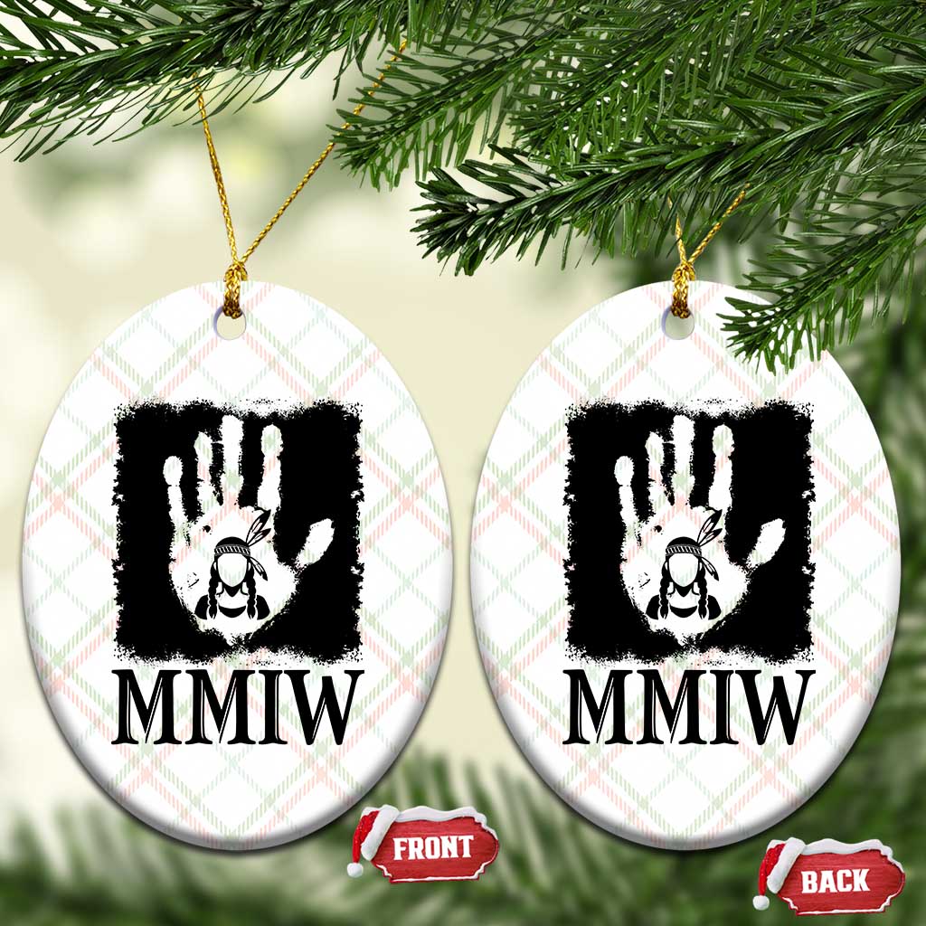 Stop MMIW Ceramic Ornament Voices For Stolen Sisters Red Handprint Graphic TS12 Print Your Wear