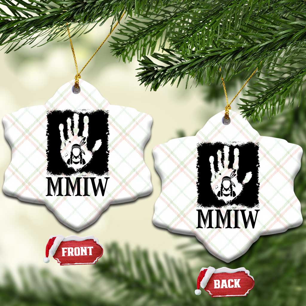 Stop MMIW Ceramic Ornament Voices For Stolen Sisters Red Handprint Graphic TS12 Print Your Wear
