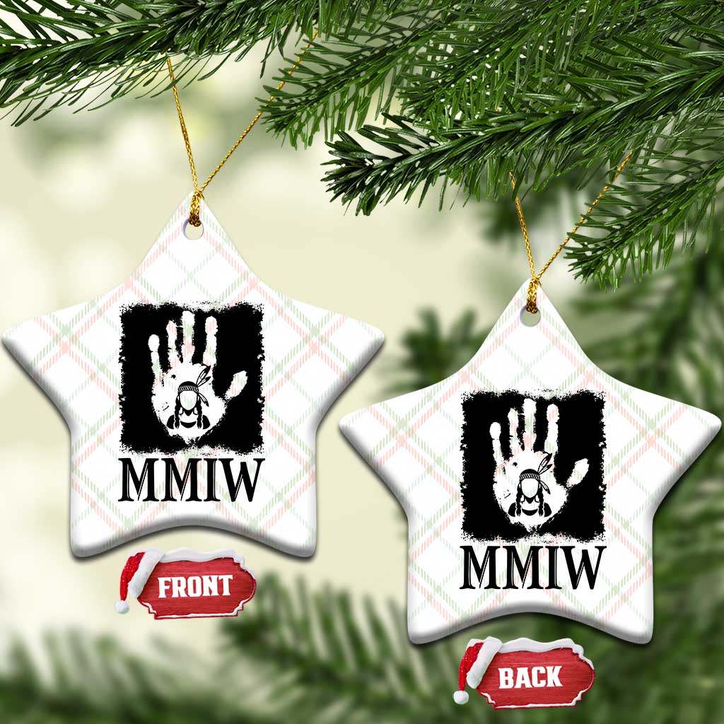 Stop MMIW Ceramic Ornament Voices For Stolen Sisters Red Handprint Graphic TS12 Print Your Wear