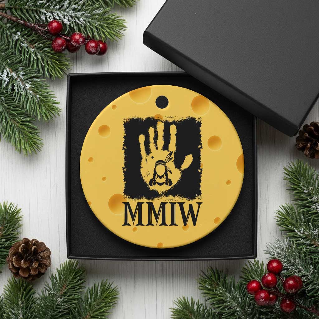Stop MMIW Ceramic Ornament Voices For Stolen Sisters Red Handprint Graphic TS12 1pc Yellow Cheese Print Your Wear