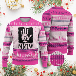 Stop MMIW Ugly Christmas Sweater Voices For Stolen Sisters Red Handprint Graphic TS12 Hot Pink Print Your Wear