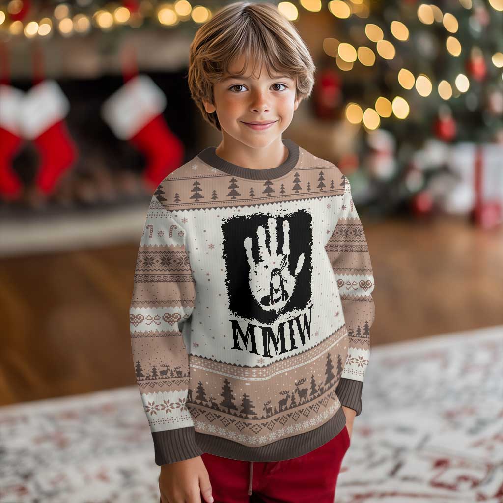 Stop MMIW Ugly Christmas Sweater Voices For Stolen Sisters Red Handprint Graphic TS12 Mocha Mousse Print Your Wear