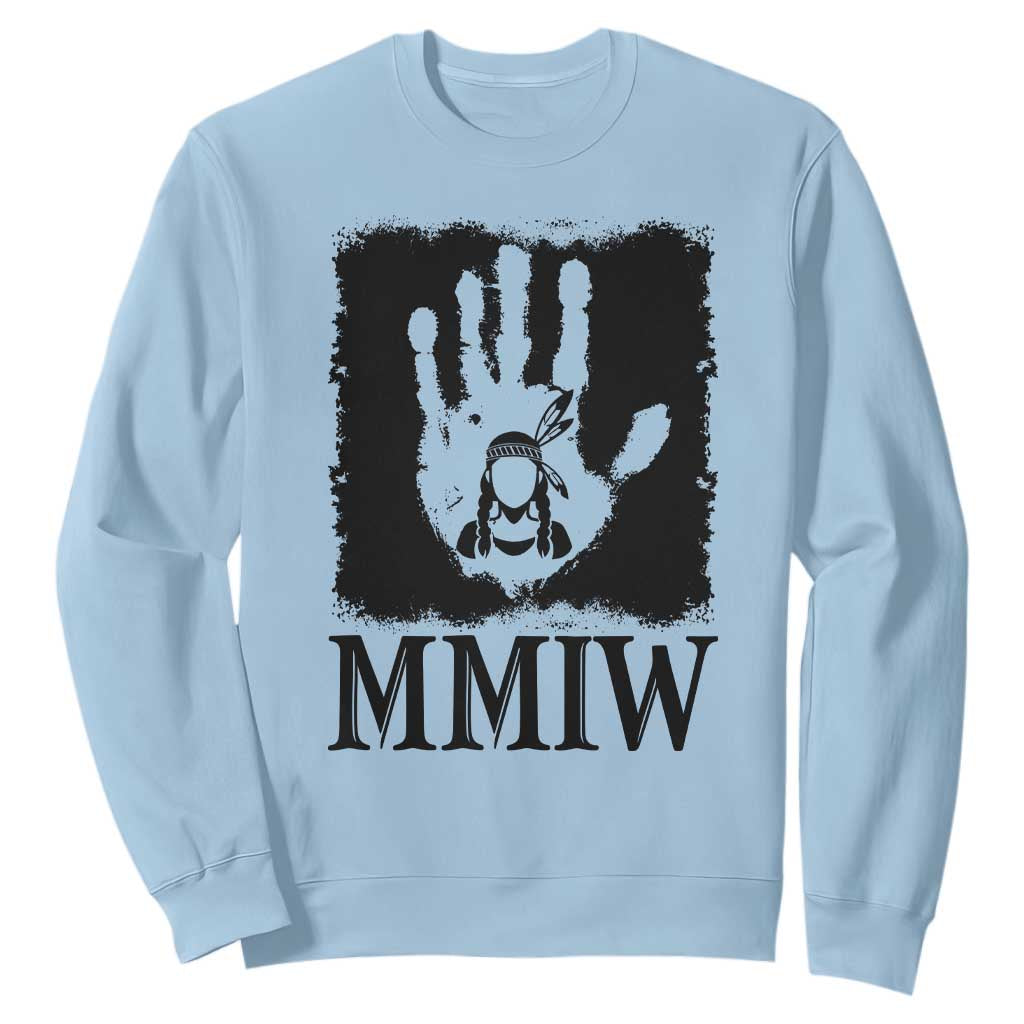 Stop MMIW Sweatshirt Voices For Stolen Sisters Red Handprint Graphic TS12 Light Blue Print Your Wear
