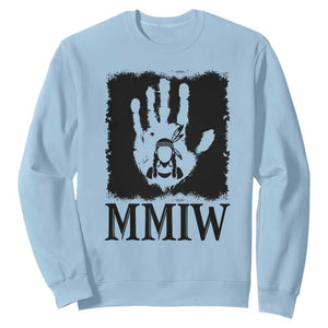 Stop MMIW Sweatshirt Voices For Stolen Sisters Red Handprint Graphic TS12 Light Blue Print Your Wear