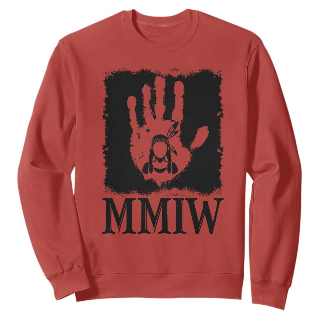 Stop MMIW Sweatshirt Voices For Stolen Sisters Red Handprint Graphic TS12 Red Print Your Wear
