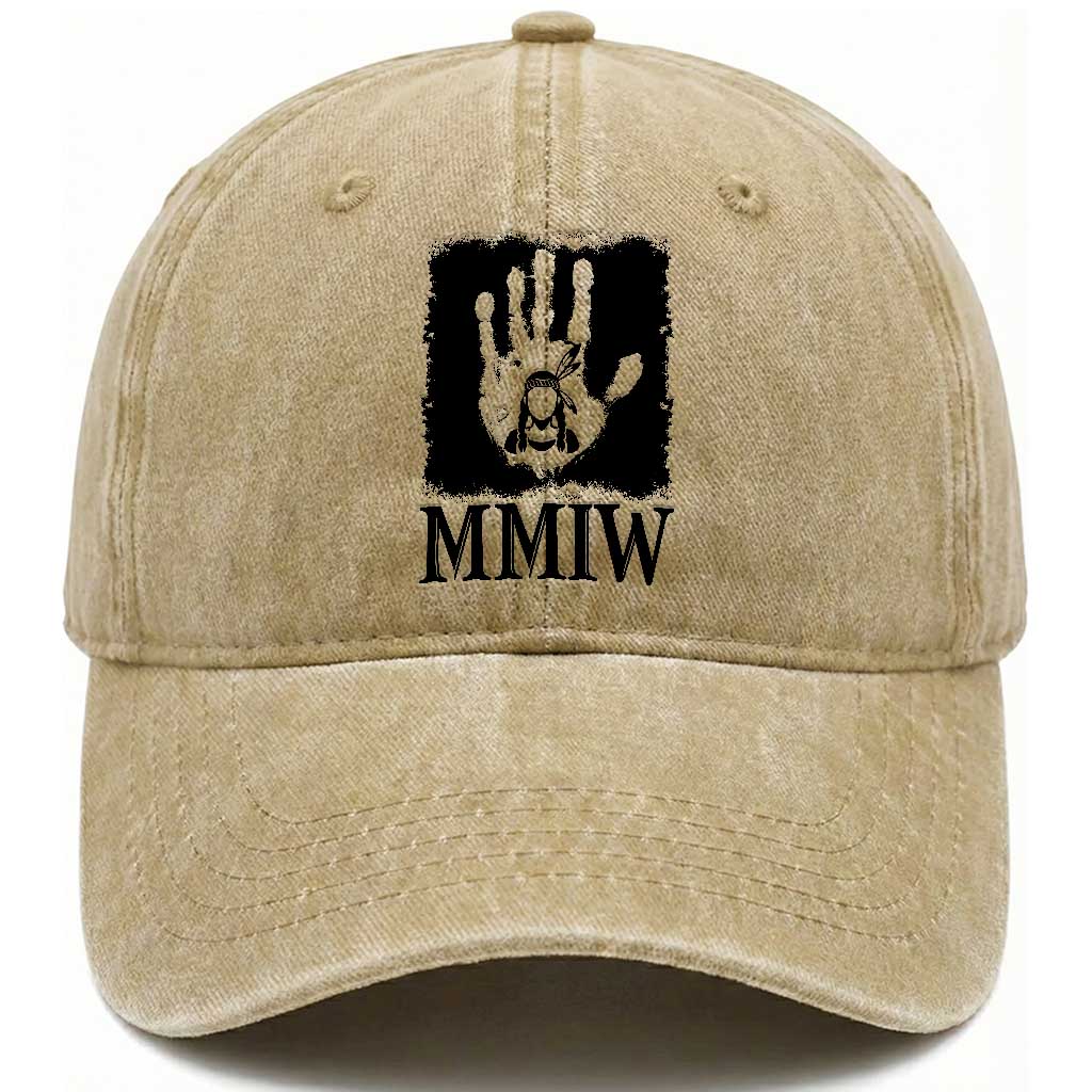 Stop MMIW Washed Cotton Baseball Cap Voices For Stolen Sisters Red Handprint Graphic TS12 Print Your Wear