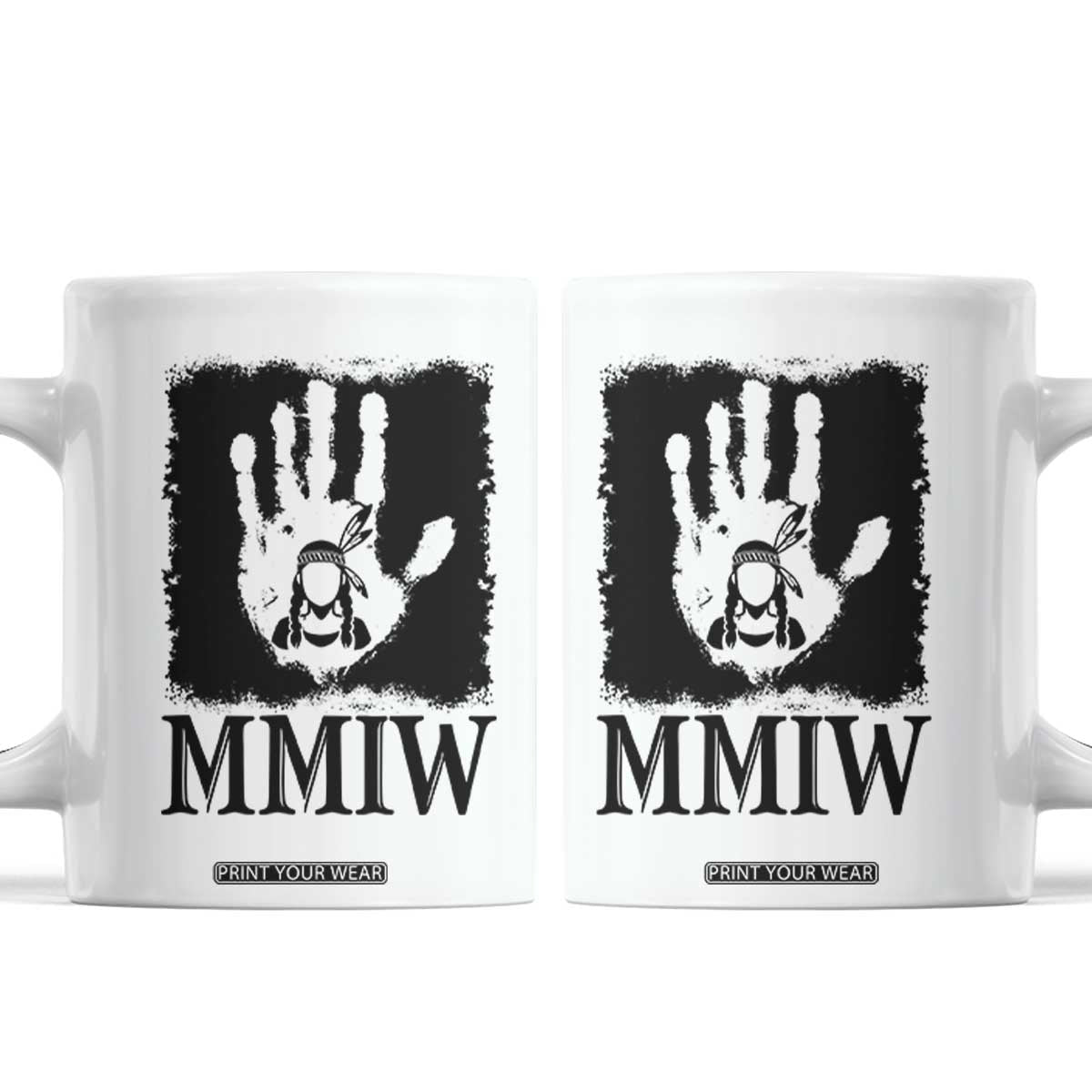 Stop MMIW Coffee Mug Voices For Stolen Sisters Red Handprint Graphic TS12 White Print Your Wear