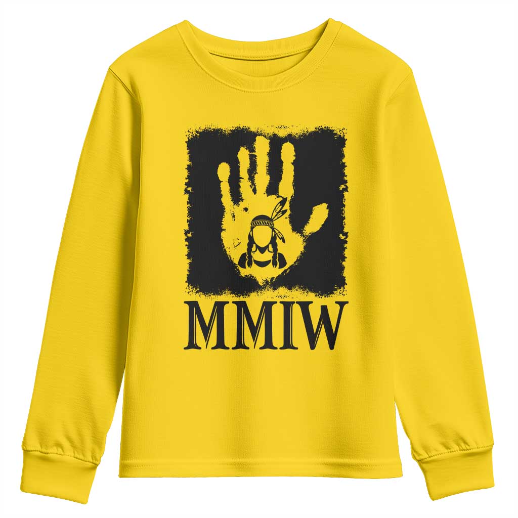 Stop MMIW Youth Sweatshirt Voices For Stolen Sisters Red Handprint Graphic TS12 Daisy Print Your Wear