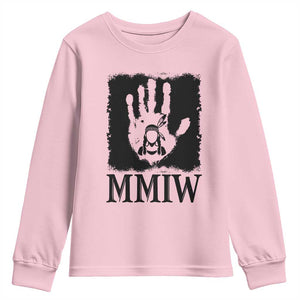 Stop MMIW Youth Sweatshirt Voices For Stolen Sisters Red Handprint Graphic TS12 Light Pink Print Your Wear