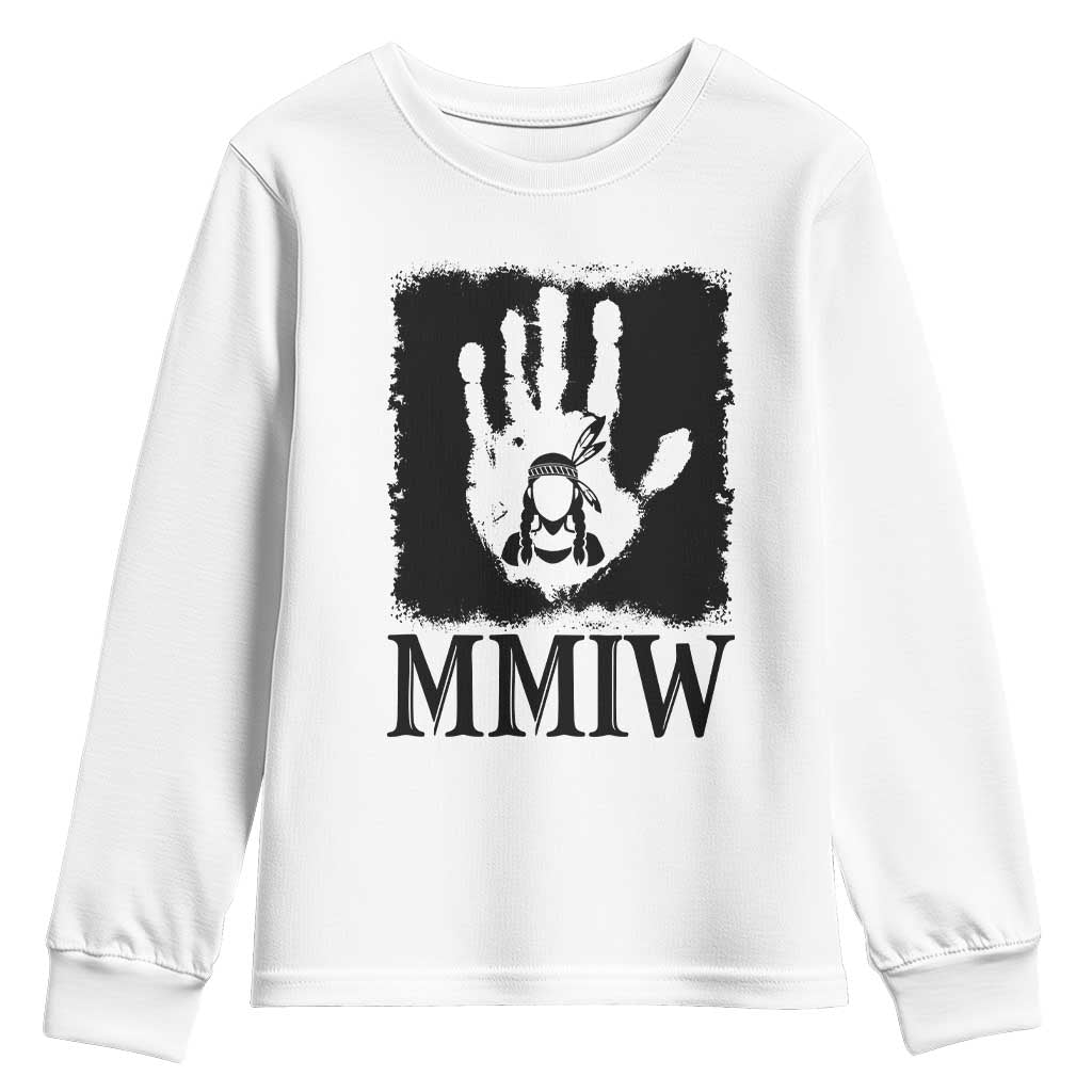 Stop MMIW Youth Sweatshirt Voices For Stolen Sisters Red Handprint Graphic TS12 White Print Your Wear