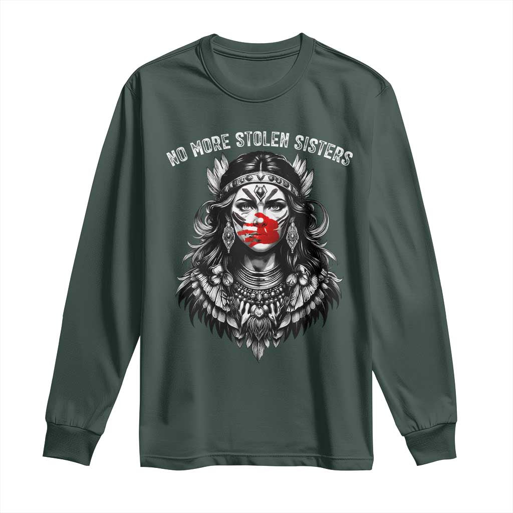 MMIW Awareness Support Long Sleeve Shirt No More Stolen Sisters TS12 Dark Forest Green Print Your Wear