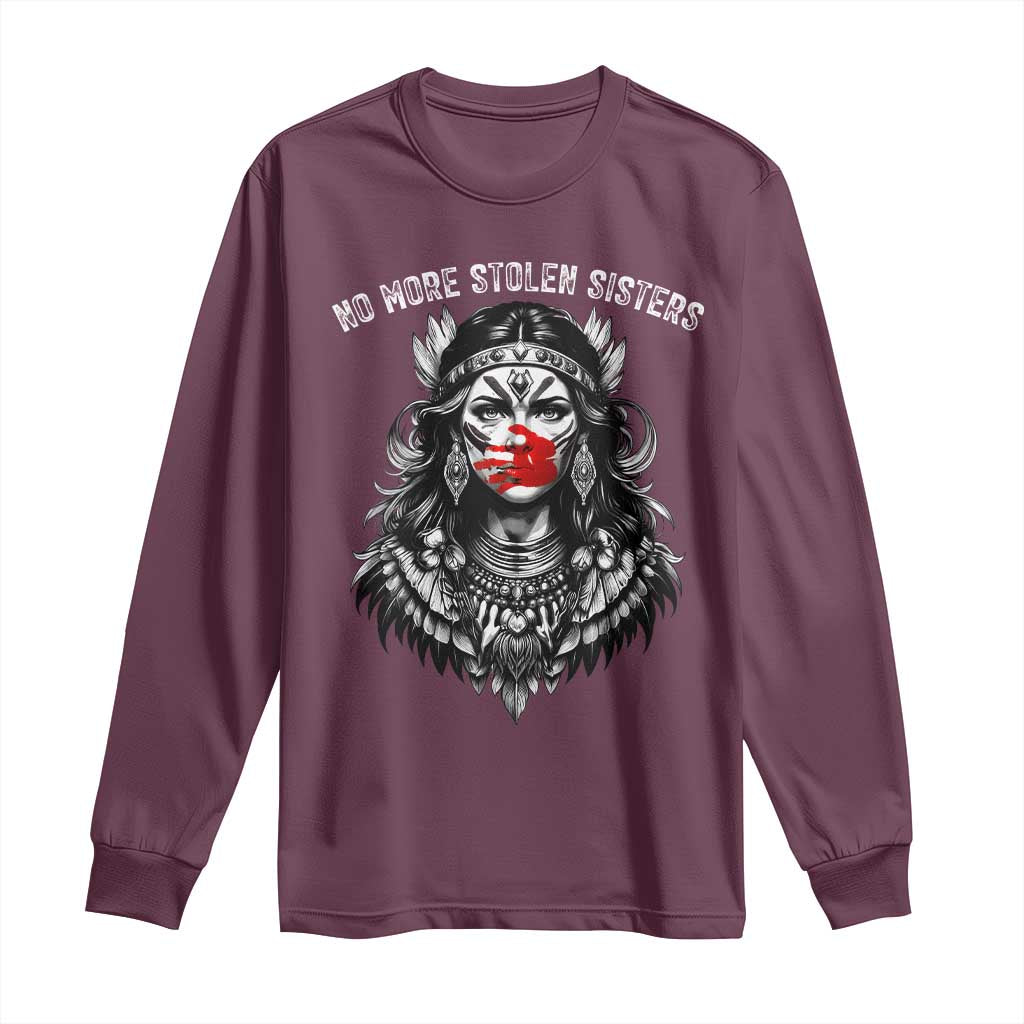 MMIW Awareness Support Long Sleeve Shirt No More Stolen Sisters TS12 Maroon Print Your Wear