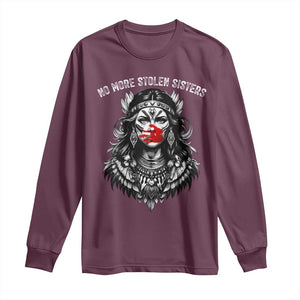 MMIW Awareness Support Long Sleeve Shirt No More Stolen Sisters TS12 Maroon Print Your Wear