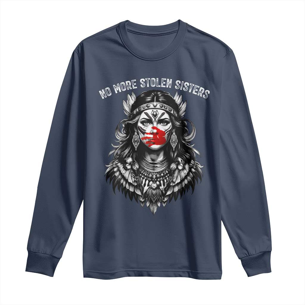 MMIW Awareness Support Long Sleeve Shirt No More Stolen Sisters TS12 Navy Print Your Wear