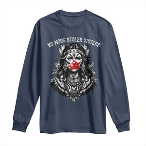 MMIW Awareness Support Long Sleeve Shirt No More Stolen Sisters TS12 Navy Print Your Wear