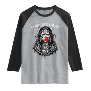 MMIW Awareness Support Raglan Shirt No More Stolen Sisters TS12 Heather Gray Black Print Your Wear