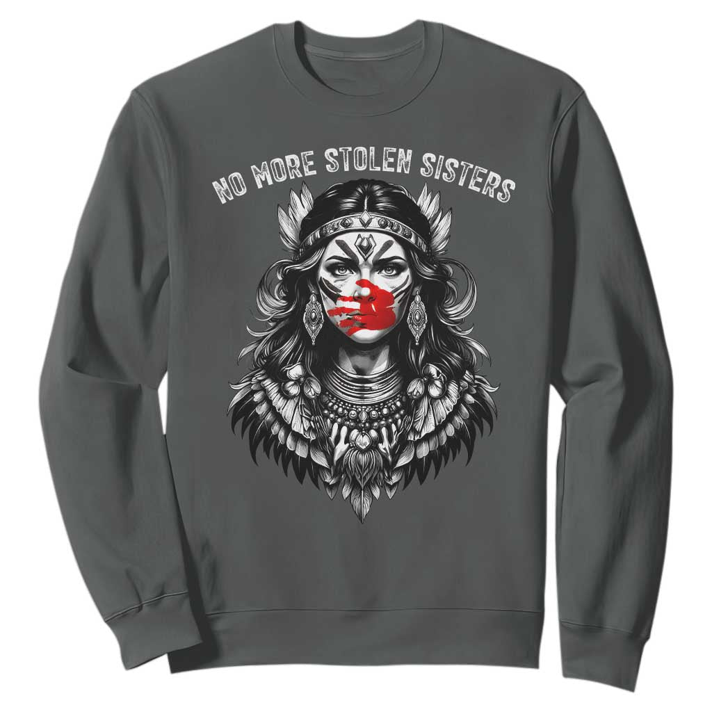 MMIW Awareness Support Sweatshirt No More Stolen Sisters TS12 Dark Heather Print Your Wear