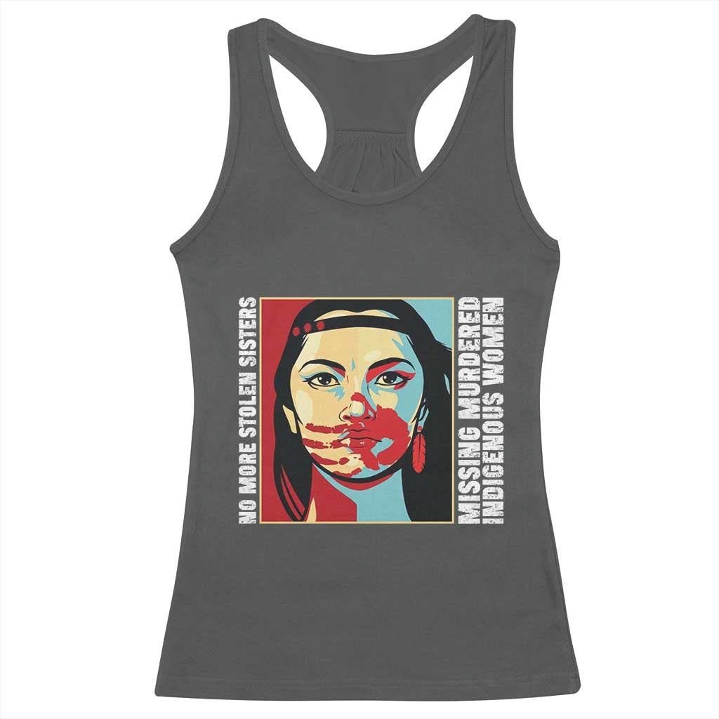 MMIW Awareness Support Racerback Tank Top Voices For Stolen Sisters Native American TS12 Dark Heather Print Your Wear