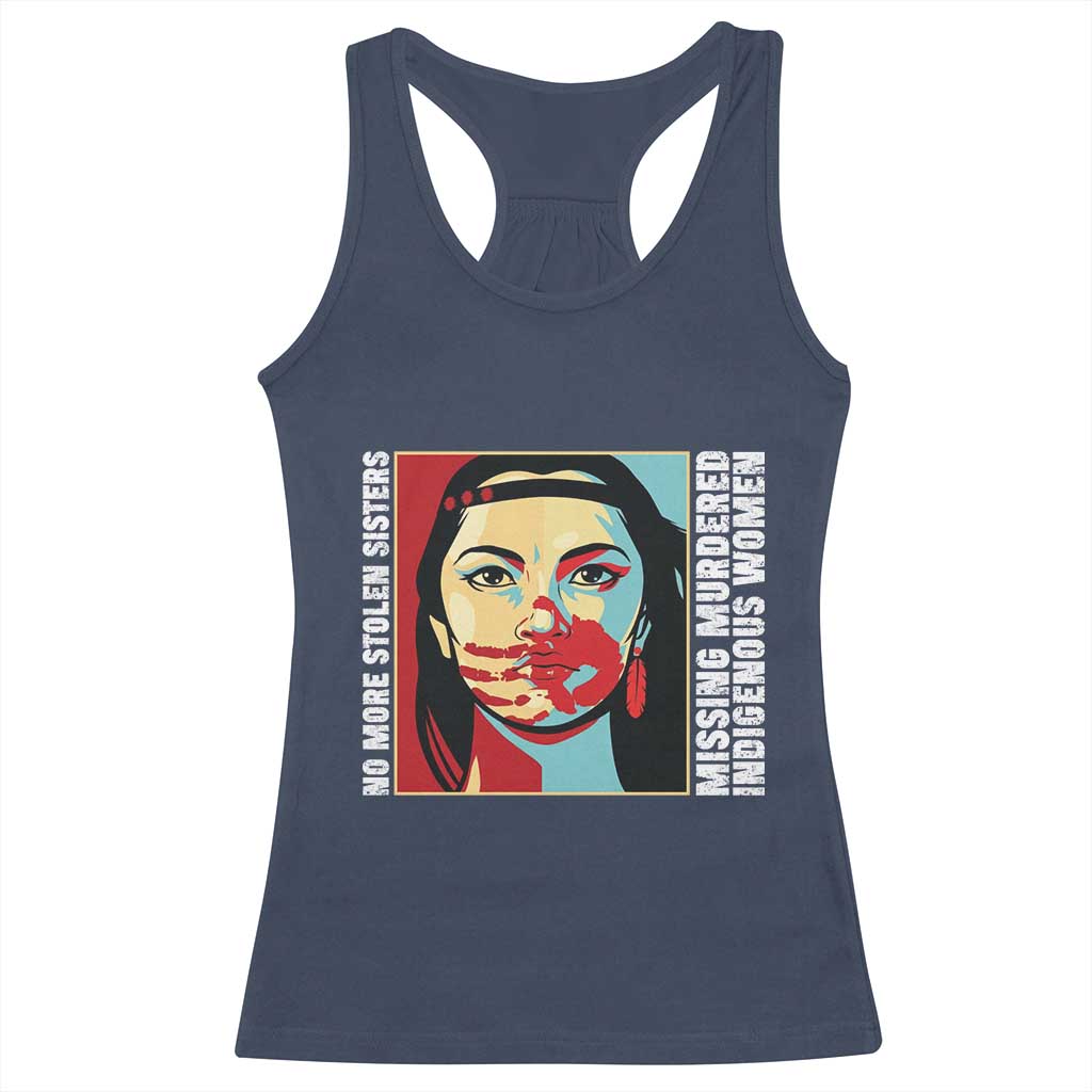 MMIW Awareness Support Racerback Tank Top Voices For Stolen Sisters Native American TS12 Navy Print Your Wear