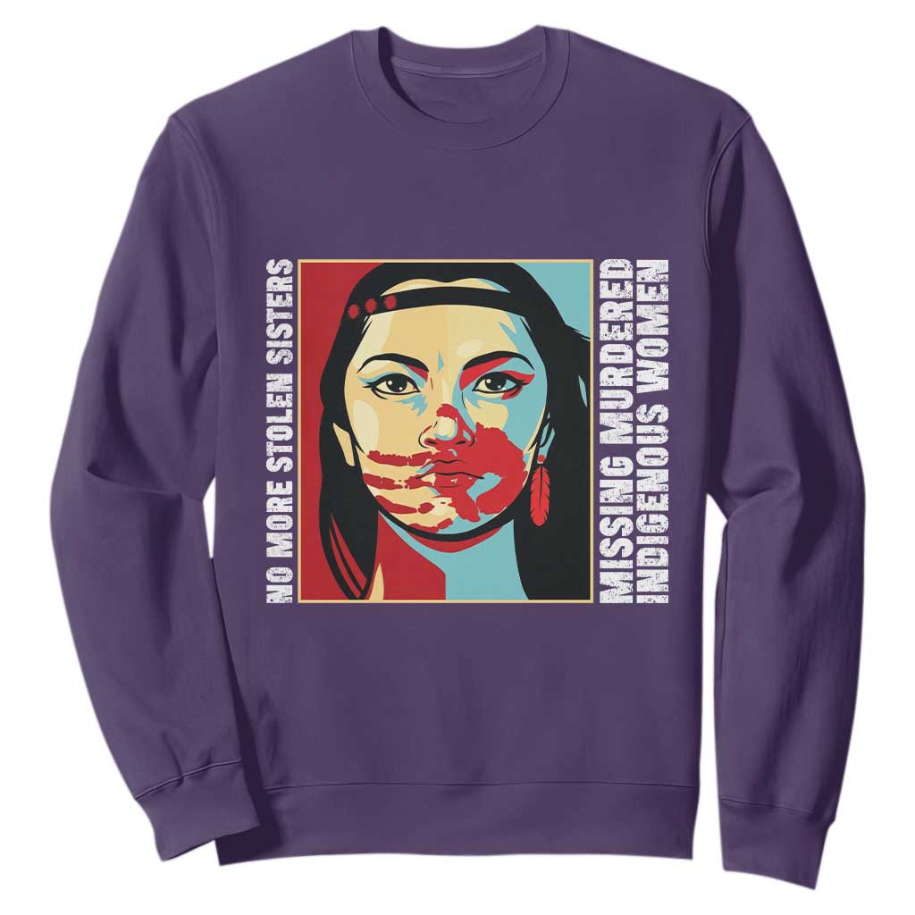 MMIW Awareness Support Sweatshirt Voices For Stolen Sisters Native American TS12 Purple Print Your Wear