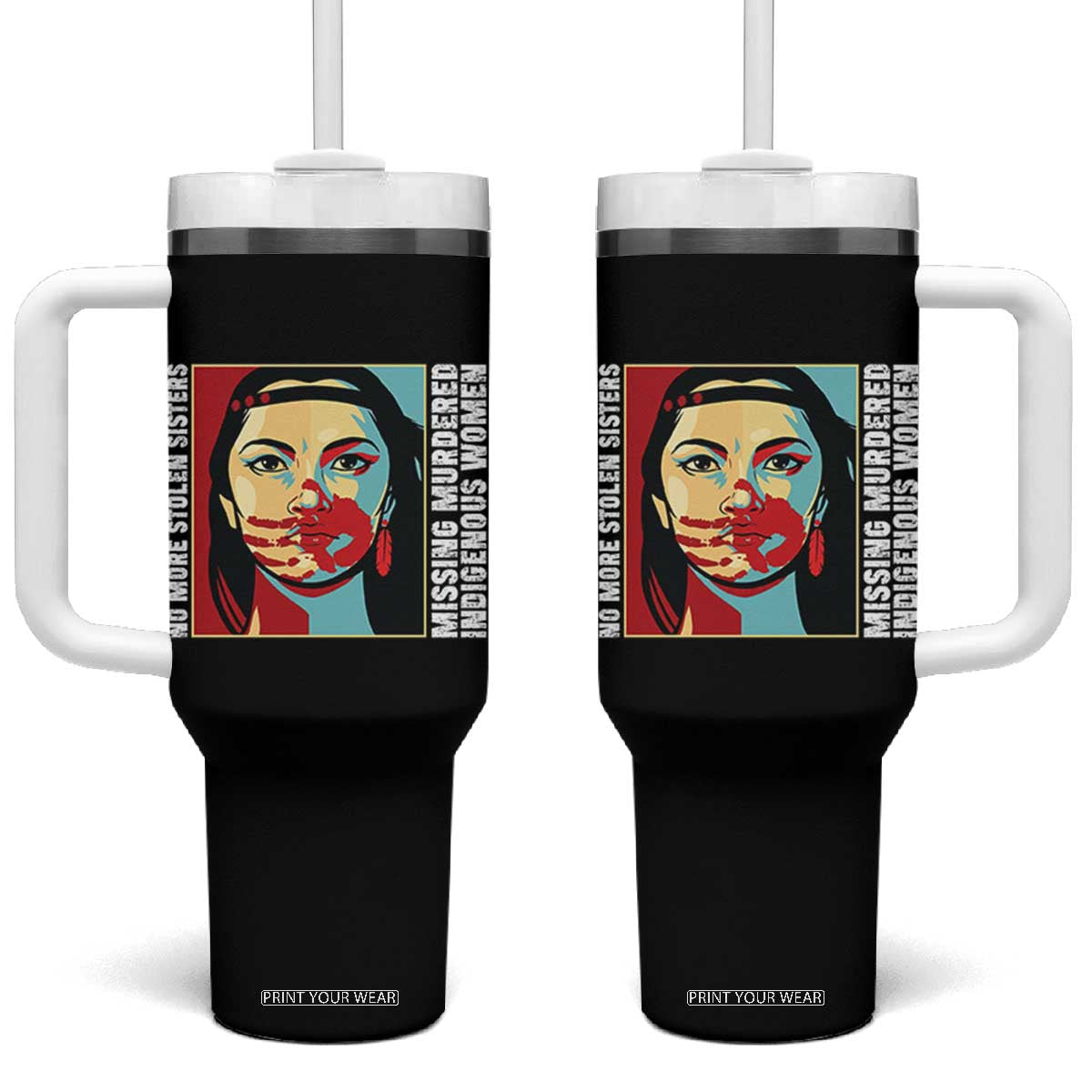MMIW Awareness Support Tumbler With Handle Voices For Stolen Sisters Native American TS12 One Size: 40 oz Black Print Your Wear