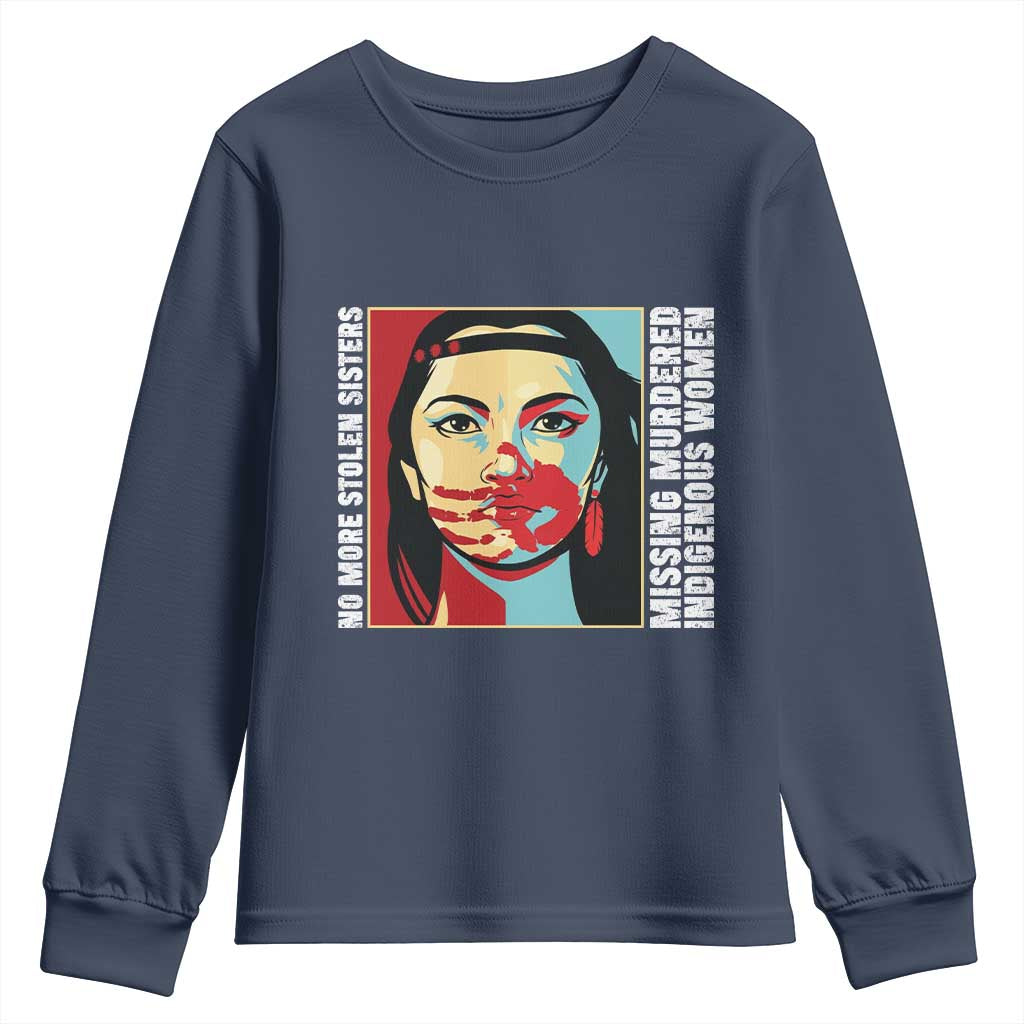 MMIW Awareness Support Youth Sweatshirt Voices For Stolen Sisters Native American TS12 Navy Print Your Wear