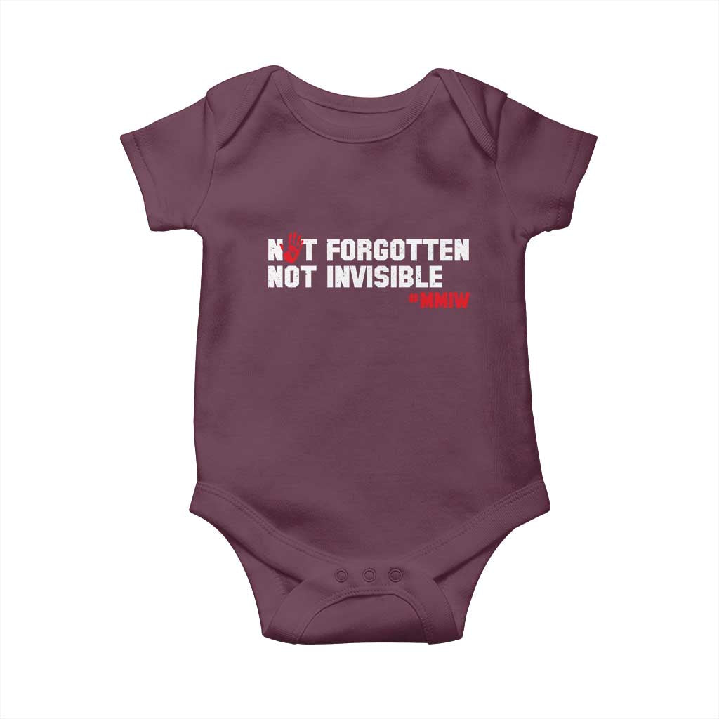 MMIW Awareness Baby Onesie Not Forgotten Not Invisible Indigenous Women TS12 Maroon Print Your Wear