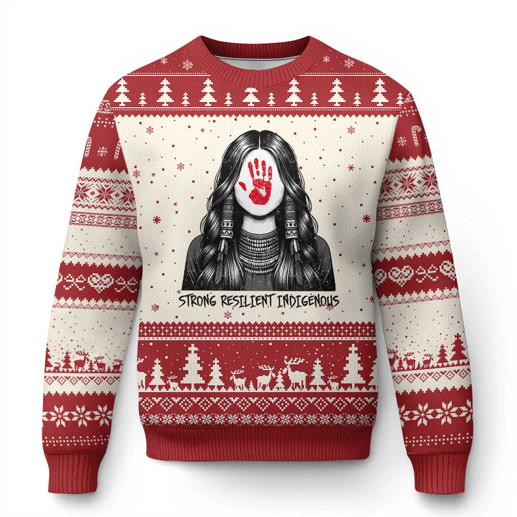 MMIW Strong Resilient Indigenous Ugly Christmas Sweater Stand With Native Women Support TS12 Beige Red Print Your Wear