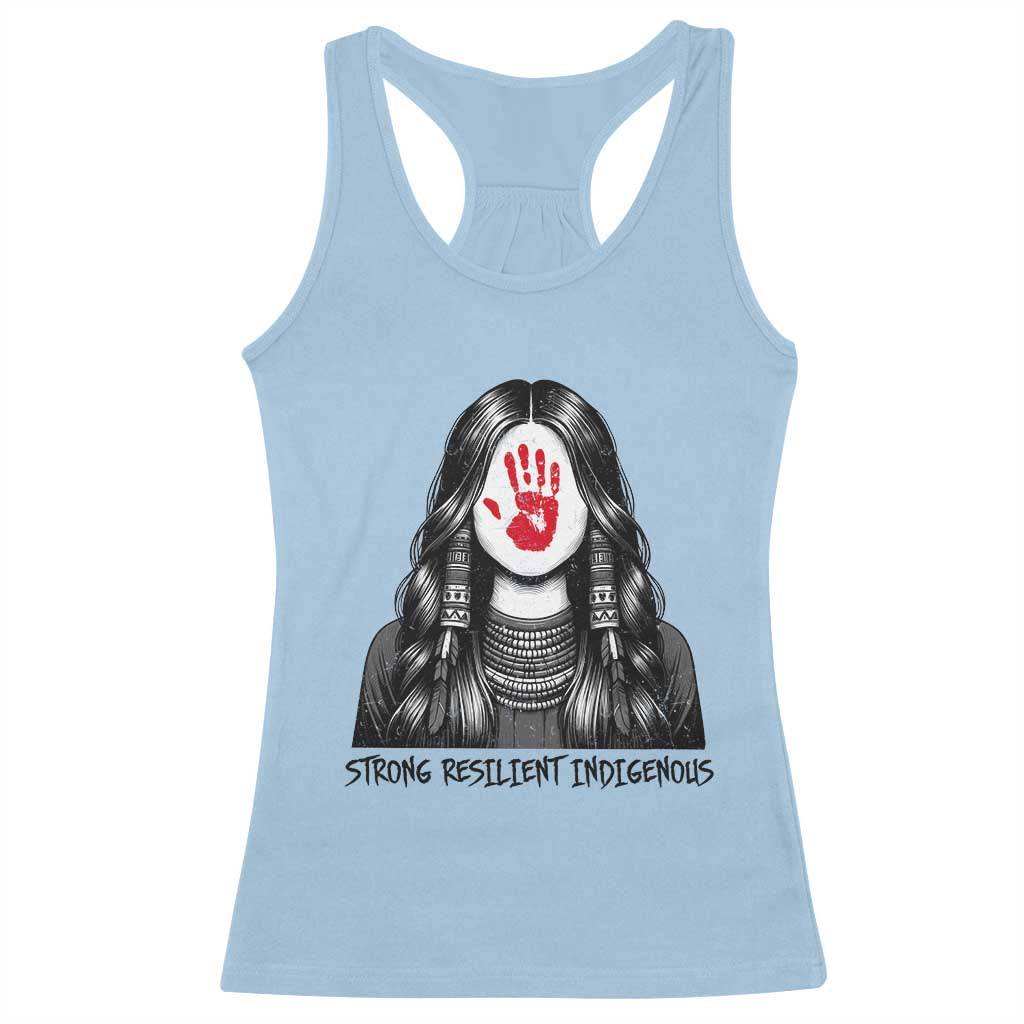 MMIW Strong Resilient Indigenous Racerback Tank Top Stand With Native Women Support TS12 Light Blue Print Your Wear