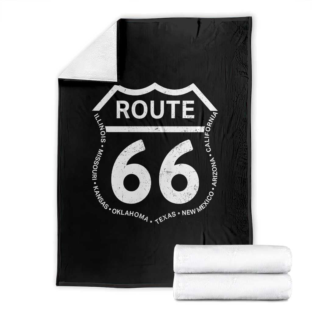 Vintage Route Highway 66 Road Trip Throw Blanket Mother Road All States TS12 Black Print Your Wear
