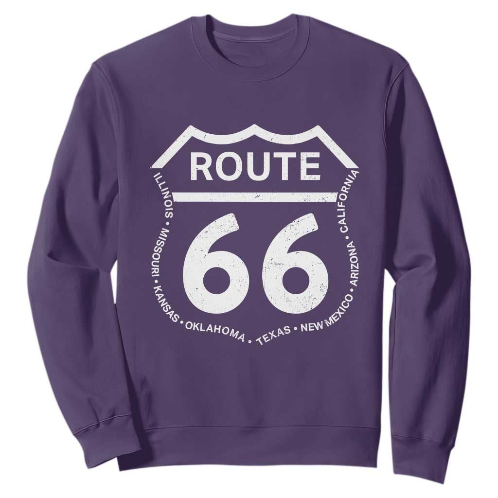 Vintage Route Highway 66 Road Trip Sweatshirt Mother Road All States TS12 Purple Print Your Wear