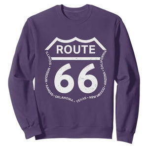 Vintage Route Highway 66 Road Trip Sweatshirt Mother Road All States TS12 Purple Print Your Wear