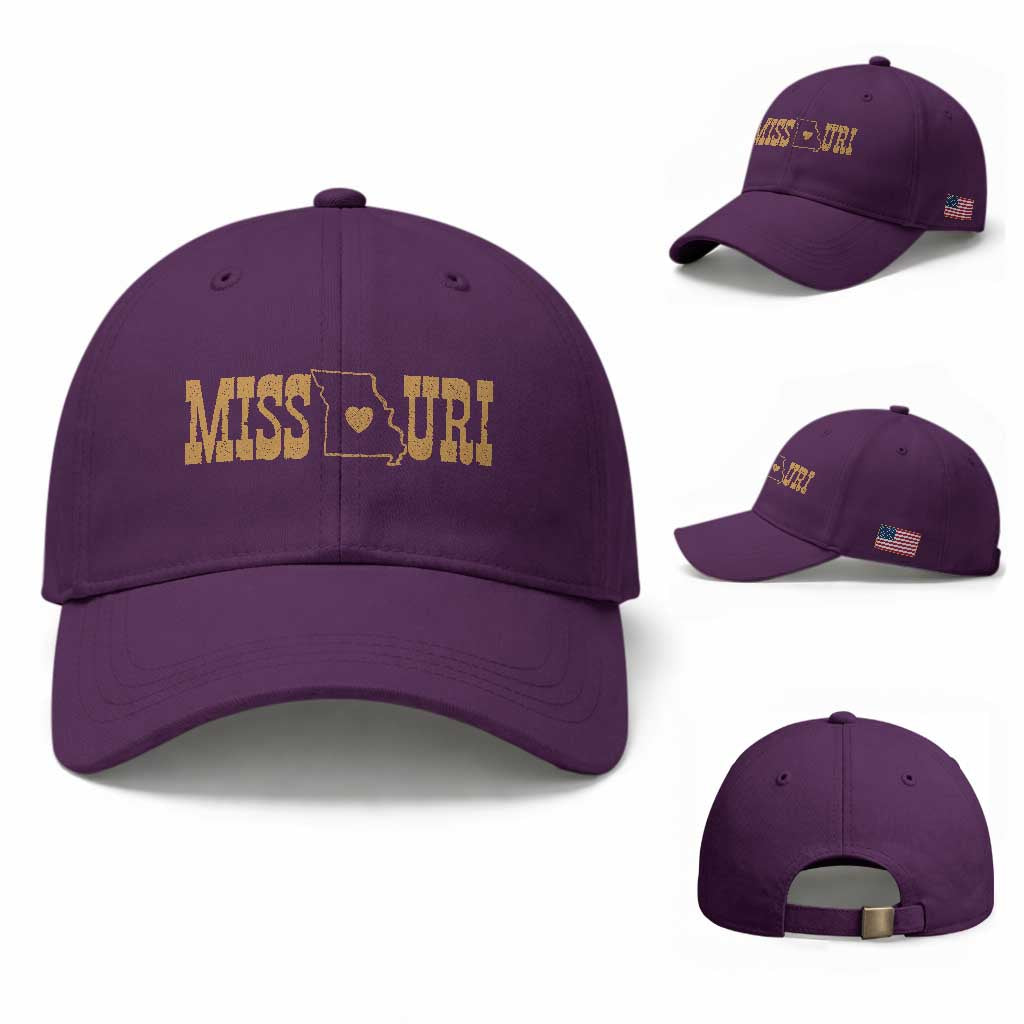 Vintage Missouri State Map Baseball Cap Midwest Pride Gift TS12 Baseball Cap Universal Fit Purple Print Your Wear