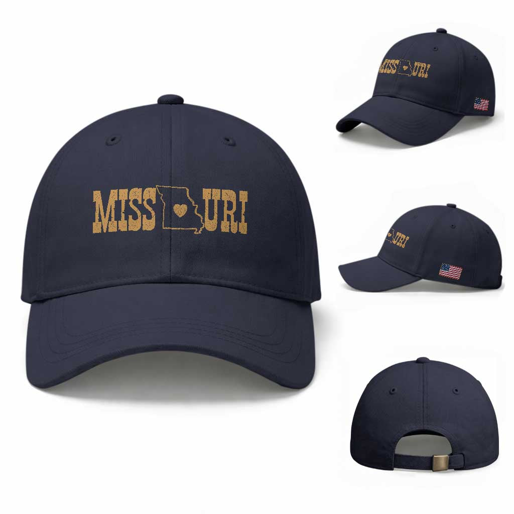 Vintage Missouri State Map Baseball Cap Midwest Pride Gift TS12 Baseball Cap Universal Fit Navy Print Your Wear