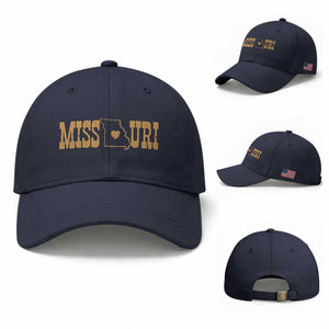 Vintage Missouri State Map Baseball Cap Midwest Pride Gift TS12 Baseball Cap Universal Fit Navy Print Your Wear