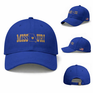 Vintage Missouri State Map Baseball Cap Midwest Pride Gift TS12 Baseball Cap Universal Fit Royal Blue Print Your Wear