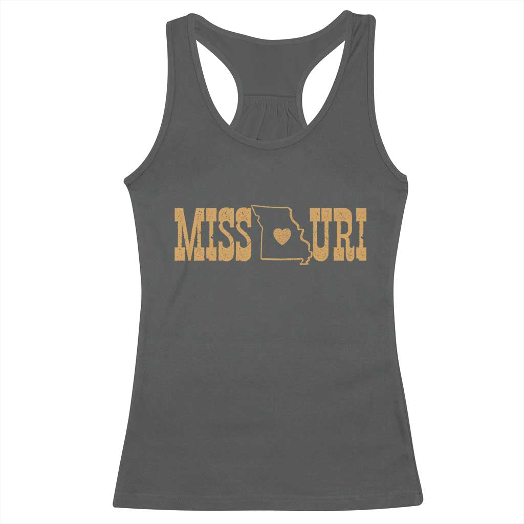 Vintage Missouri State Map Racerback Tank Top Midwest Pride Gift TS12 Dark Heather Print Your Wear