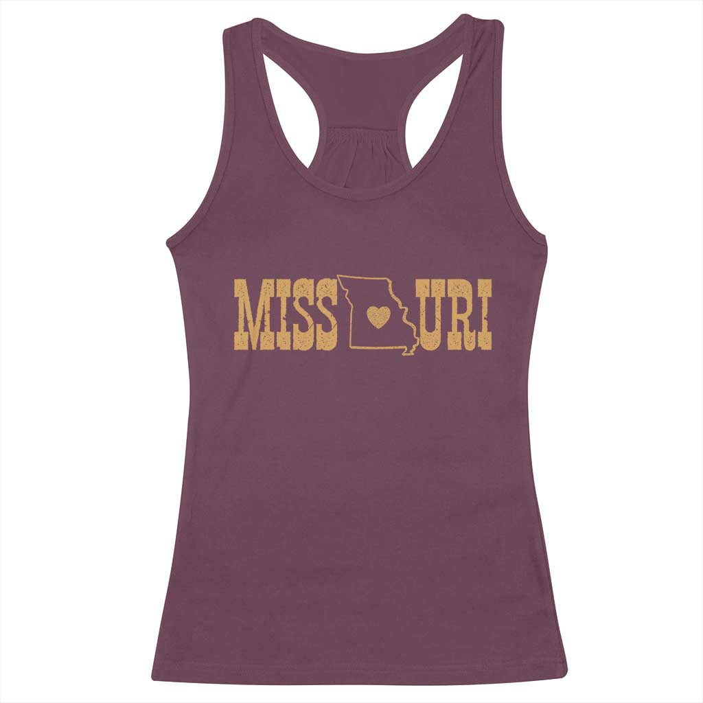 Vintage Missouri State Map Racerback Tank Top Midwest Pride Gift TS12 Maroon Print Your Wear