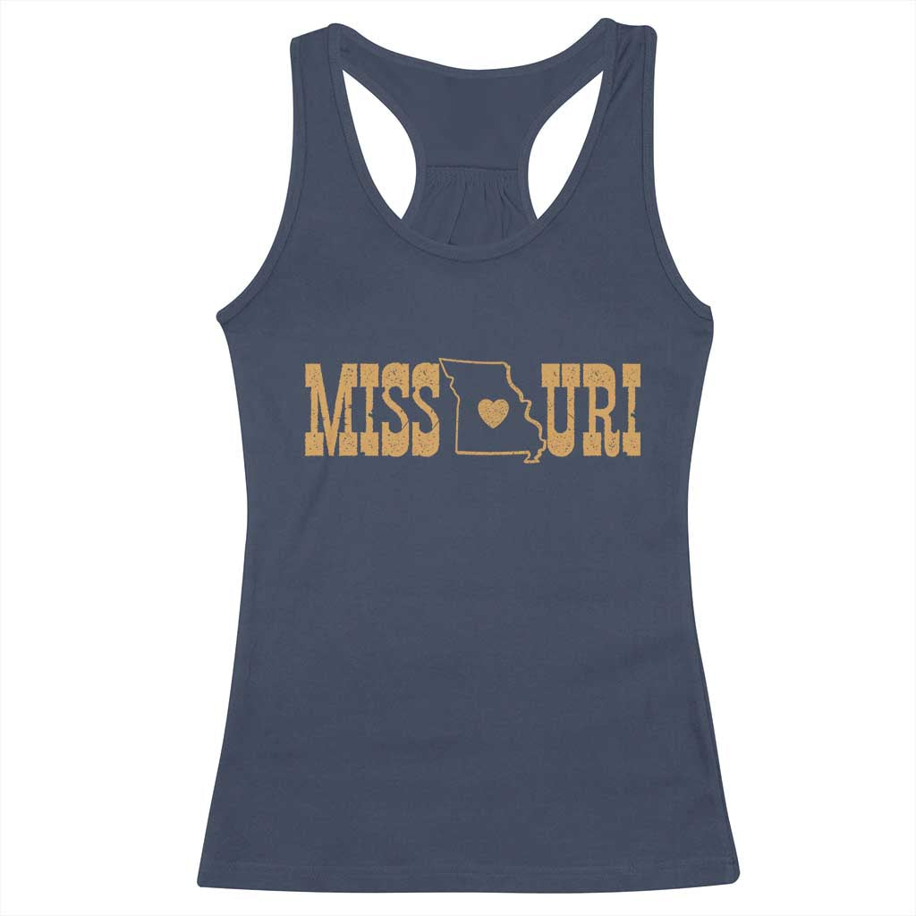 Vintage Missouri State Map Racerback Tank Top Midwest Pride Gift TS12 Navy Print Your Wear