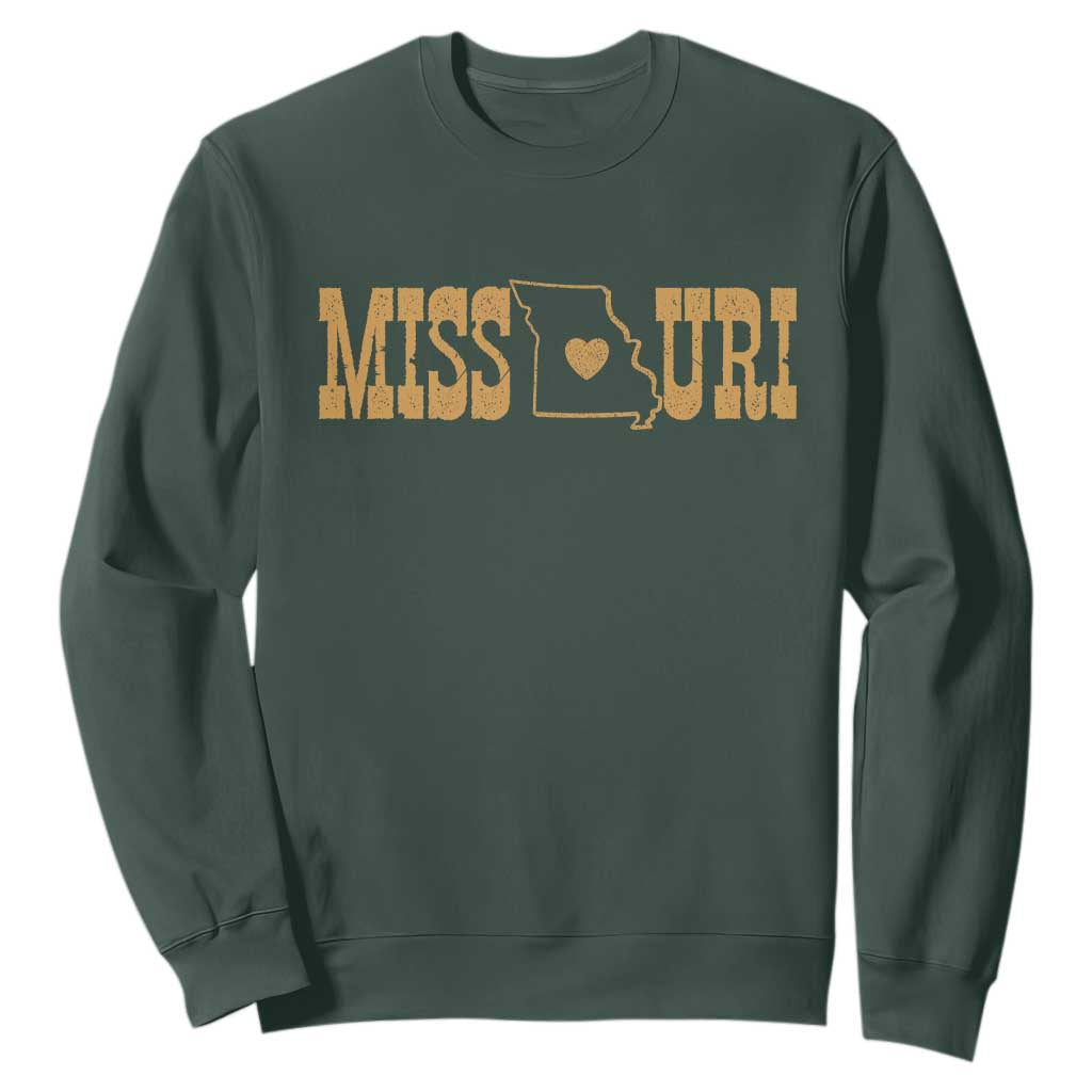 Vintage Missouri State Map Sweatshirt Midwest Pride Gift TS12 Dark Forest Green Print Your Wear