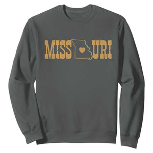 Vintage Missouri State Map Sweatshirt Midwest Pride Gift TS12 Dark Heather Print Your Wear